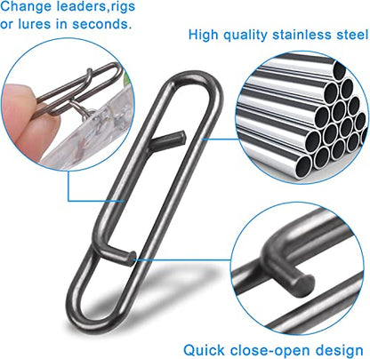 Fishing Power Clips Kit,40PCS High Strength Stainless Steel Speed Clip for Fishing Lure Quick Change, Freshwater Saltwater Crankbait Popper Lures Quick Snap Connector Tackle