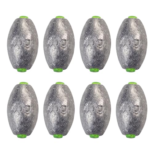 MAFIMOEA 10-25 pcs Egg Weights kit Split Shot Fishing Weights Assorted Set Removable Fishing Weights Salter Freshwater Drop Shot Weights Tackle - style: Rubber Core Sinker-40g-8pcs