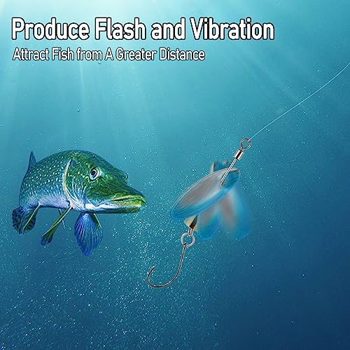 Dr.Fish 10 Pack Fishing Spinner Inline Spinner Lures Single Hook Trout Spinnerbait Lures Kits Bass Crappie Salmon Panfish Walleye Freshwater Stream - color: Single Hook Kit, size: 1/8oz-#10