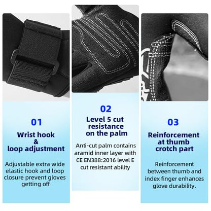 Seibertron Patented C.R.D.G 1.0 Aramid Anti-Cut Puncture Resistant Diving Gloves - color: C.R.D.G 1.0-Black, size: X-Large