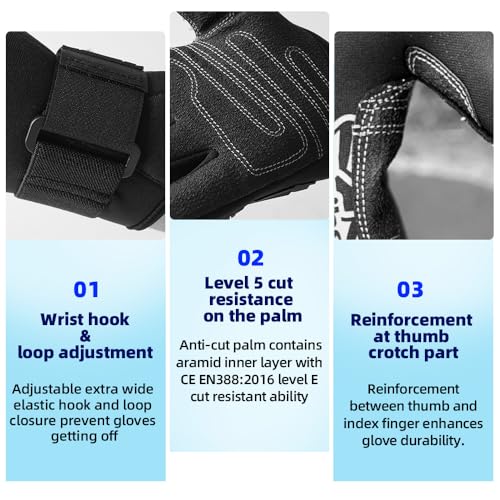 Seibertron Patented C.R.D.G 1.0 Aramid Anti-Cut Puncture Resistant Diving Gloves - color: C.R.D.G 1.0-Black, size: XX-Large