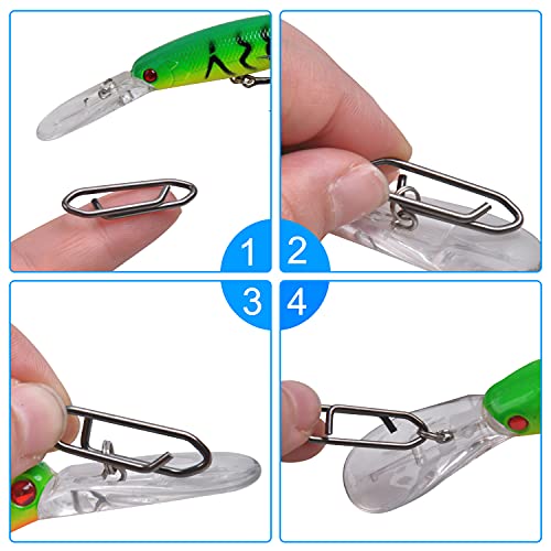 AGOOL Speed Clips for Fishing Lures Kit, Fishing Snaps Clips High Strength Quick Change Clips Stainless Steel Fishing Power Clips Swivels Fishing Tackle Connector Snaps - style: 90pcs Fishing Clips Kit