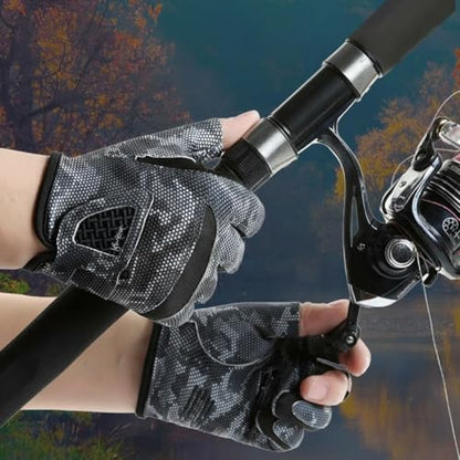 Men’s 3-Cut-Finger Fishing-Gloves Non-Slip Breathable-Kayak-Gloves | Adult UV-Protective breathable gloves,3 open fingertips aid line control,non-slip palms improve grip fly fishing accessories - size: Medium