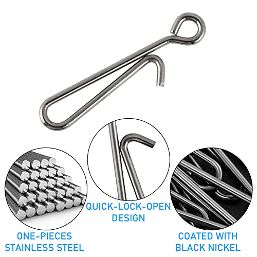 Dr.Fish 50 Pack Fishing Clips Quick Change Speed Clips Crankbait Snaps Stainless Steel Line Lure Hook Connector Freshwater - size: #6-77LB-1.3"