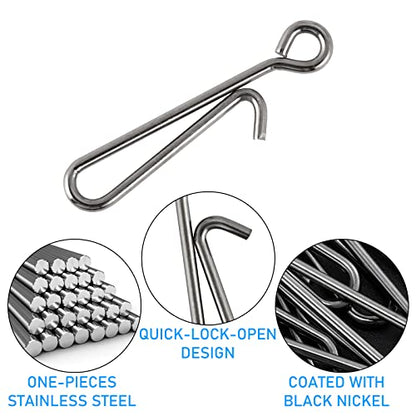 Dr.Fish 50 Pack Fishing Clips Quick Change Speed Clips Crankbait Snaps Stainless Steel Line Lure Hook Connector Freshwater - size: #5-62LB-1.1"