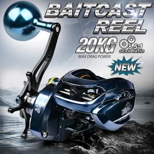 Baitcasting Fishing Reels - 500 Size Casting 6.5:1 Gear Ratio Speed Spool Baitcaster Reels - 6+1 BB Carbon Fiber Drag Magnetic Braking System Low Profile Saltwater Offshore Fishing Baitcasting Reel - style: Left Single Handle