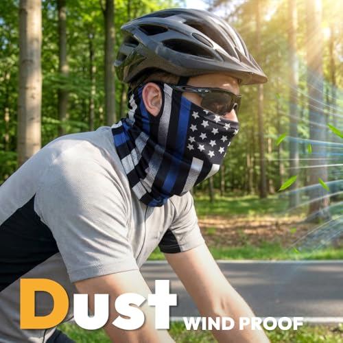 HONGTEYA 6 Pack Summer Neck Gaiter, UV Protection Cooling Face Mask Breathable Bandana Head Scarf Face Cover for Men Women - color: Black Flag Print