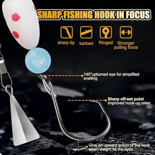 Pompano Rigs for Surf Fishing Saltwater Floats Catfishing Pompano Fishing Rigs with Double Circle Hooks and Pyramid Sinker 5pcs/8pcs - color: white（red dot)- 5pcs