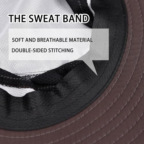 Sun Hats for Men Women Fishing Hat UPF 50+ Breathable Wide Brim Bucket Hats Summer UV Protection Safari Hat with Neck Flap - color: Coffee
