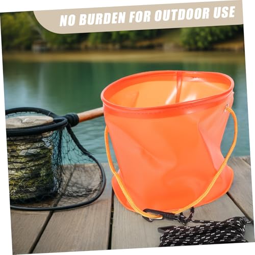 BESPORTBLE 1Pc Collapsible Eva Fishing Bucket Lightweight Storage Barrel with Ventilated Net for Bait for Lakes Rivers and Beaches Convenient Rope Handle for Easy Lifting