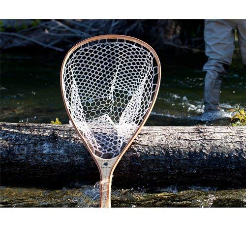 Wooden Trout Net with Clear Rubber Basket, 40 Inch Landing Net for Fly Fishing, Fish Safe Rubber Mesh Netting, Long Handle for Stream River Pond, Fly Fishing Gear by Creative Angler
