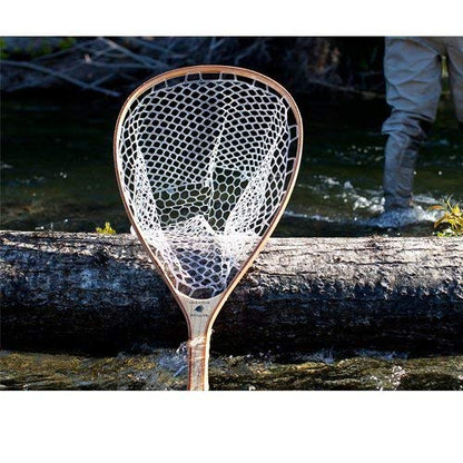 Wooden Trout Net with Clear Rubber Basket, 40 Inch Landing Net for Fly Fishing, Fish Safe Rubber Mesh Netting, Long Handle for Stream River Pond, Fly Fishing Gear by Creative Angler