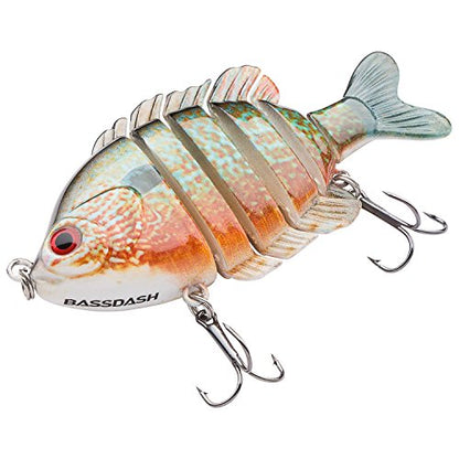 BASSDASH SwimPanfish Multi Jointed Panfish Bluegill Swimbaits Hard Topwater Bass Lures Fishing Lure Crank Saltwater 3.5in/0.85oz,Pack of 4 - color: BPRL
