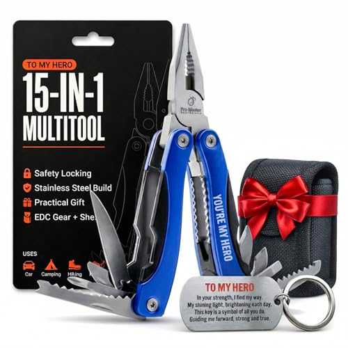 YOU ARE MY HERO Engraved 15-in-1 Multitool & Keychain Set, Stainless Steel Locking EDC Gear, Practical Gifts for Men, Dad, Husband, Son, Brother, Boyfriend, Camping Hiking Fishing Survival Tool - style: To My Hero