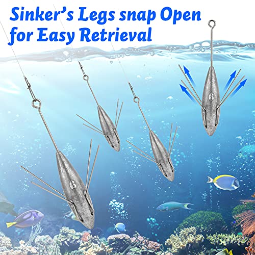 Dr.Fish 5 Pack Sputnik Sinker Spider Sinker 2oz-10oz Surf Fishing Lead Weight Pyramid Saltwater Beach Casting Sea Fishing - size: 4oz-2 Pack