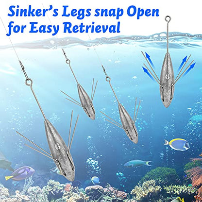 Dr.Fish 5 Pack Sputnik Sinker Spider Sinker 2oz-10oz Surf Fishing Lead Weight Pyramid Saltwater Beach Casting Sea Fishing - size: 4oz-5 Pack