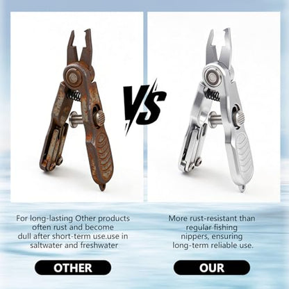 Multifunctional Fishing Line Cutters – Fly Fishing Nippers with Retractors, 420 Stainless Steel Knot Tying Tool and Braided Line Scissors Clippers, Rustproof Fishing Gear Gifts for Men