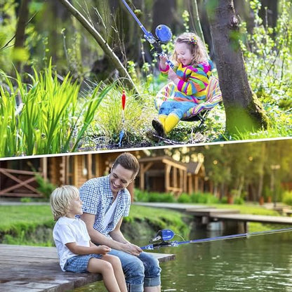 Milerong Kids Fishing Rod, Kids Fishing Pole Portable Telescopic Fishing Rod and Reel Combo Kit for Boys, Girls, Youth - with Spincast Fishing Reel, Fishing Tackles, Fishing Lures, Fishing Lines - color: Blue Fishing Rod Set 1.2m