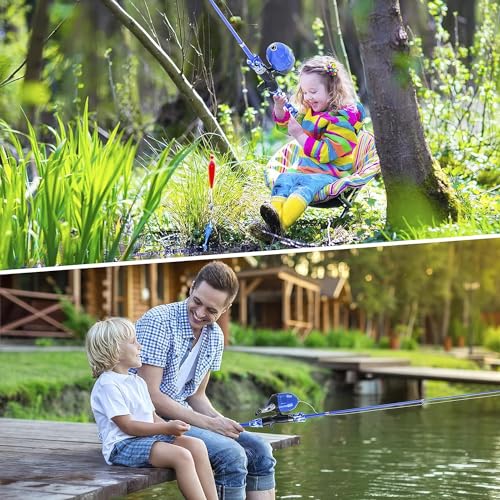 Milerong Kids Fishing Rod, Kids Fishing Pole Portable Telescopic Fishing Rod and Reel Combo Kit for Boys, Girls, Youth - with Spincast Fishing Reel, Fishing Tackles, Fishing Lures, Fishing Lines - color: Blue Fishing Rod Set 1.2m