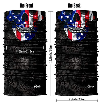 Obacle Neck Gaiter Face Mask Bandana for Dust Wind Sun Protection for Men Women - color: Skull Blue-red Flag Face