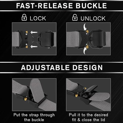 TECEUM Tactical Belt – Heavy-Duty & Quick Release – Military, Work, Rigger, Duty & Utility Belt for Men - color: Buckle 1 - Gray, style: Small-for Waist 30"-36" (Length 45")