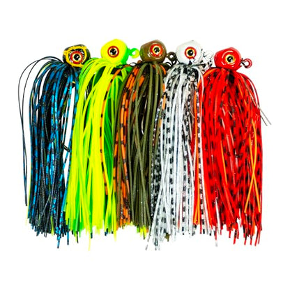 DeLong Weedless KILR Swim Jig – 5-Pack Variety Set – Weighted Bass Jig with Weed Guard & Premium Skirt – Heavy Cover Fishing Lure