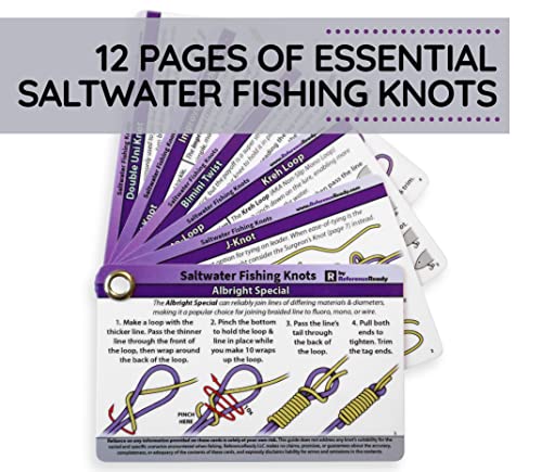 ReferenceReady Saltwater Fishing Knot Cards: Guide to 15 Deep Sea Knots | Waterproof pocket guide to big game knots, includes inshore and deep sea fishing knots for salt water.