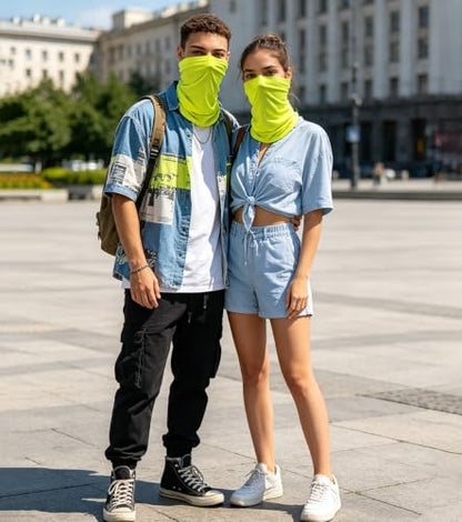 Fishing Neck Gaiter, Sun Protection Face Mask, Cooling Neck Shield Scarf Cycling Balaclava Bandana for Men and Women - color: Neon Yellow Pack