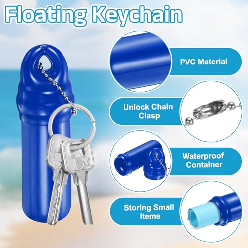 uxcell Floating Keychain, Float Key Ring Holder with Waterproof Container, Float Key Pendant for Fishing - color: Blue