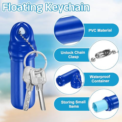 uxcell Floating Keychain, Float Key Ring Holder with Waterproof Container, Float Key Pendant for Fishing - color: Blue