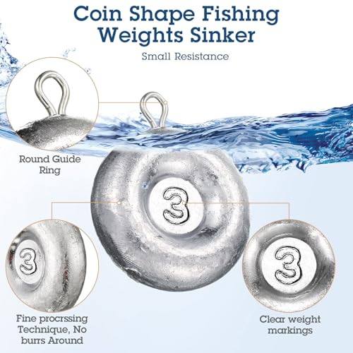 24 Pieces Fishing Disc Sinkers Weights Disc Sinker Fishing Sinkers Weights for Saltwater Catfishing Trolling Surf Tackle - size: 3 oz