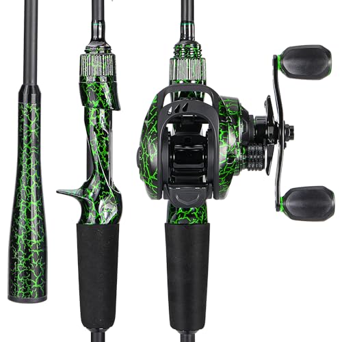 Sougayilang Casting Fishing Rod Combos, IM6 Graphite 2Pc Blanks, Anti-Reverse Baitcasting Reel, Stainless Steel Guides - size: 6'6" Medium- Fast- 2piece, style: Casting With Right Handed