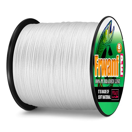Braided Fishing Line 8 Strands of Super Strong PE Fishing line Extreme Power Fishing Braided line is Used for Saltwater and Freshwater Fishing - color: White, size: 6LB 0.10MM-328Yds