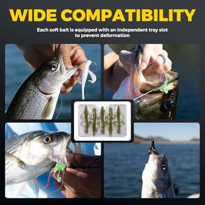 Paddle Tail Swim Baits, 30Pcs TPE Fishing Lures, Unique Vibrating Swim Action, Shaky Sinking Motion, Crappie Lures, for Saltwater/Freshwater - color: Green Shad