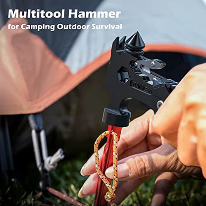 Rush Deer Camping Essentials Multitool,16 in 1 Multi Tool Survival Gear with Hammer, Pliers, Knife, Screwdrivers, Bottle Opener & Car Safety Hammer, for Camping, Hiking, Gift for Dad Him - style: Upgraded Version