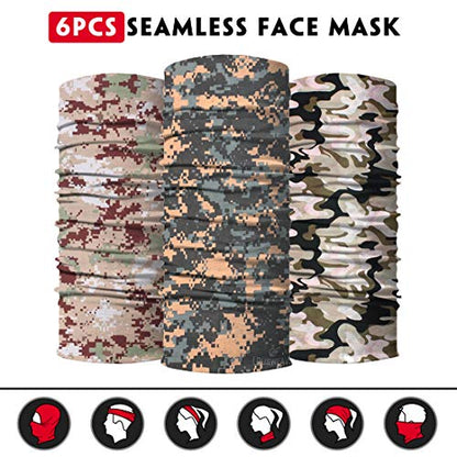 Venswell Neck Gaiter Face Mask Men Women,Seamless Bandana Rave Face Cover Scarf Mask,Balaclava,Headband, Head Wrap,Headwear - color: A-bright Camo