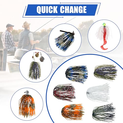 Spinnerbait Skirts Jig Skirts Bass Fishing Jigs Replacement Skirt Silicone 50 Strands Umbrella DIY Fishing Lures Rubber Skirt for Spinnerbaits Buzzbaits Squid Jig Baits Lures - style: 12pcs