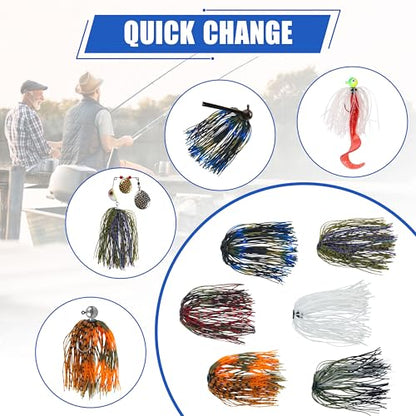 Spinnerbait Skirts Jig Skirts Bass Fishing Jigs Replacement Skirt Silicone 50 Strands Umbrella DIY Fishing Lures Rubber Skirt for Spinnerbaits Buzzbaits Squid Jig Baits Lures - style: 12pcs