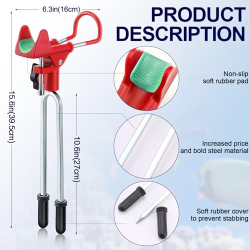 Libima 4 Pieces Fishing Rod Holders for Bank Upgraded Stainless Steel Pole Holders 360 Degree Adjustable Rod Stand for Men Father Beach Fishing Equipment Birthday Gift - color: Red
