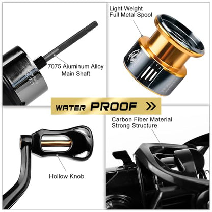 YACUYU Spinning Reel Fishing Reels - Carbon Fiber 13lb Max Drag 5.7:1 Gear Ratio 5+1BB Aluminum Spool Ultra Smooth for Saltwater Freshwater Bass Fishing Spinning Fishing Reel - size: size 2000