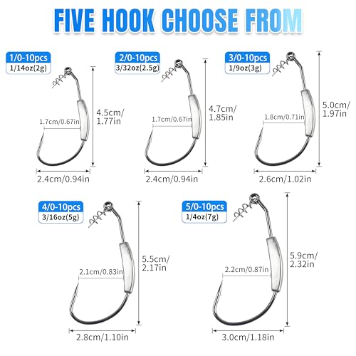 Weighted Swimbait Hooks,10pcs Jig Heads with Twistlock Weighted Soft Plastic Worm Fishing Hooks for Bass Fishing Saltwater Freshwater - size: 5/0(7g)-10pcs