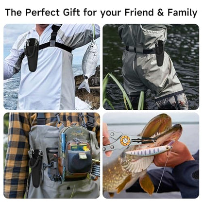 SANLIKE Aluminum Fishing Pliers Hook Remover Tungsten Carbide Braid Cutters | Tungsten Carbide Cutters Saltwater Resistant with Coiled Lanyard & Sheath - color: Gray