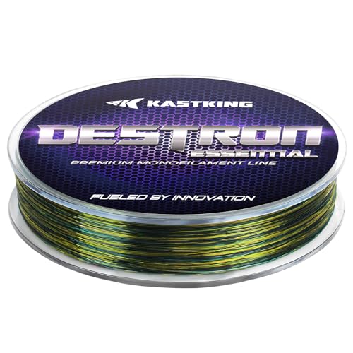 KastKing Destron Essential Monofilament Fishing Line, Advanced Polymer Coating for High Abrasion Resistance, Super Smooth, High Strength, Low Memory Mono Line, Fresh and Saltwater Fishing - color: Limewood Camo, size: 30LB(300 Yds)