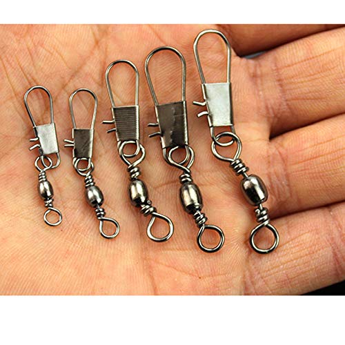 GREATFISHING 200PCS High Strength Heavy Stainless Steel Split Ring Lure Connector Swivels Snap with Fishing Pliers 30lb to 120lb Test - color: 200pc Barrel Swivel