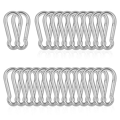 30PCS M6 Heavy Duty Carabiner Clip, 2.36Inch Snap Hook Quick Link Small Carabiner Clips,Spring Link Buckle for Fishing Camping Hammock Dog Leashes-260LBS Holding Capacity (Silver) - color: Silver, size: 30PCS-M6