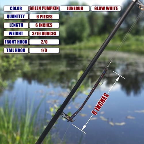 Fishing Lures Bass Lures, Weedless Pre Rigged Bionic Sinking Bass Fishing Lure Soft Plastic Swimbaits for Trout, Walleye, Crappie, Fishing Worm Swim Baits Minnows for Saltwater Freshwater - color: A2-Green Pumpkin, Junebug, Glow White
