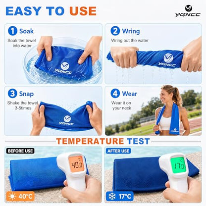 YQXCC 4 Pack Cooling Towels (47"x12"), Ice Cool Neck Towel, Soft Breathable Microfiber for Yoga, Golf, Gym, Running, Camping & Hot Weather - color: Light Blue*2/Light Gray*2