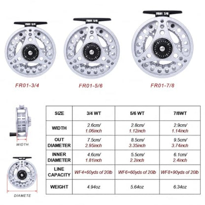 Kylebooker Large Arbor Fly Fishing Reel 3/4wt 5/6wt 7/8wt - color: Silver, size: 5/6wt