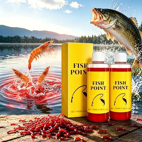 Red Worm Liquid Fish Attractant Spray | Concentrated Bait Scent Additive for Freshwater Fishing | Fast Acting Lure Booster for Watersides & Runs - color: 2pcs