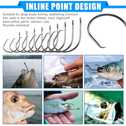 Circle Hooks Saltwater Fishing Hooks, 50/100pcs in-line Octopus Circle Hook High Carbon Steel Straight Eye Barbed Point Catfish & for Saltwater & Freshwater Fishing - size: 3/0_50pcs